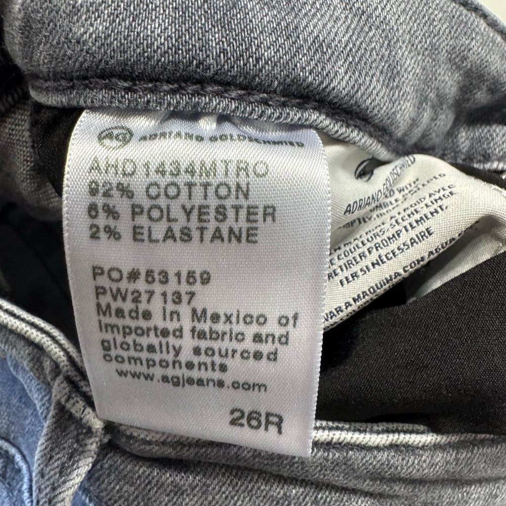 AG Adriano Goldschmied Size 26R Prima Cigarette Leg Skinny Jeans Gray Blue - Picture 5 of 6
